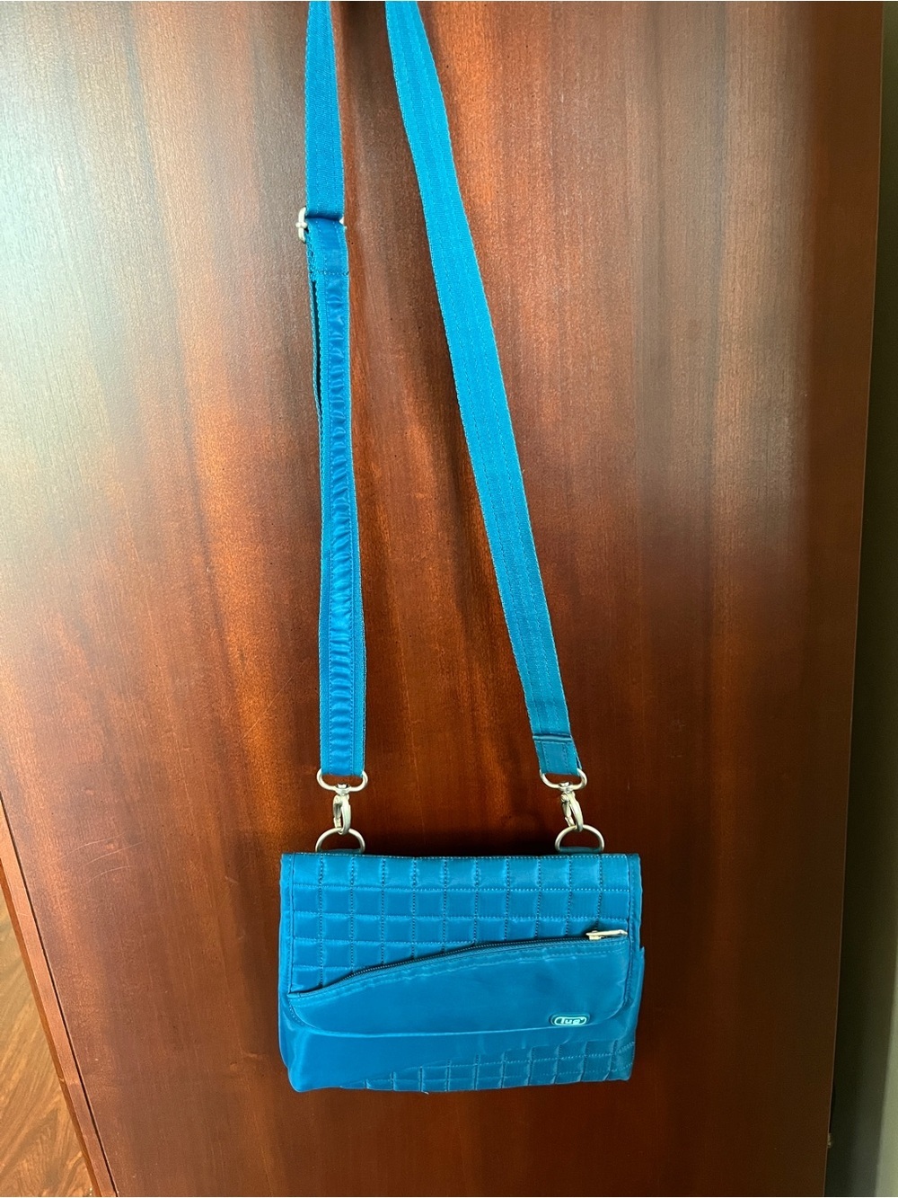 Lug Skipper Crossbody Bag Quilted Aqua Blue Travel Handbag Purse - Picture 2 of 8